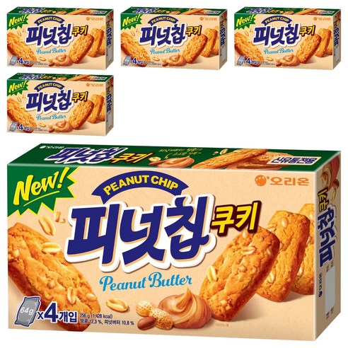오리온 피넛칩쿠키, 256g, 5개