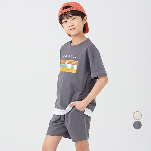 롤리트리 아동용 반팔 레이어드 티바지 세트 SE 120 (6-7세), 사이즈, CHARCOAL, CHARCOAL 섬네일