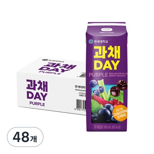연세유업 과채데이 음료 퍼플, 190ml, 48개