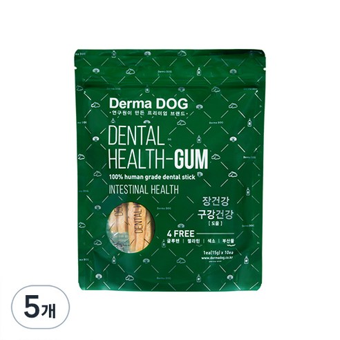 더마독 강아지 덴탈 헬스껌 150g, 장건강 + 구강건강, 5개