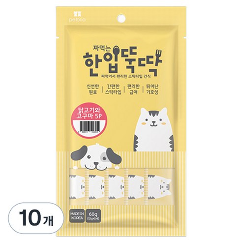 고양이 짜먹는 한입뚝딱 간식 12g x 5p, 닭고기 + 고구마 혼합맛, 60g, 10개