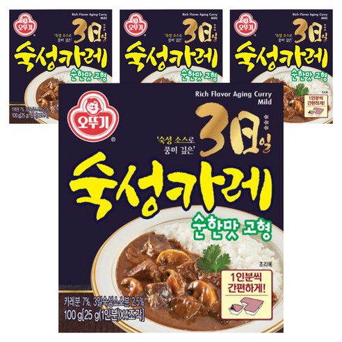 오뚜기 3일 숙성카레 순한맛 고형, 100g, 4개