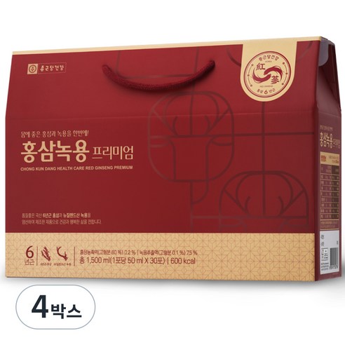 종근당건강 홍삼녹용즙 프리미엄, 30회분, 1.5L, 4박스