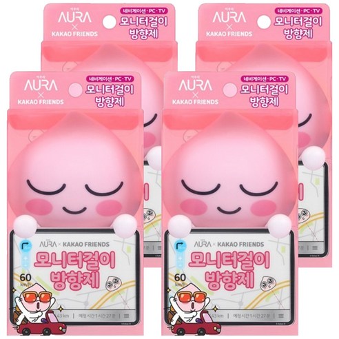 AURA 카카오 모니터걸이 방향제 어피치 윌유메리미향 본품, 4.5ml, 4개