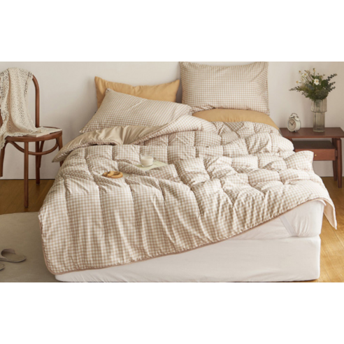 포근함이 일상으로, 쁘리엘르 데일리체크 항균 워싱 차렵 이불