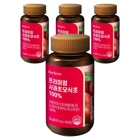 퍼펙토 프리미엄 사과초모식초 100% 영양제 36g, 4개, 60정