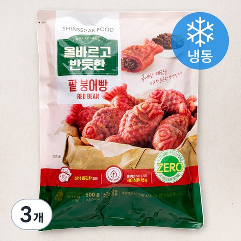 올반 팥 붕어빵 (냉동), 500g, 3개