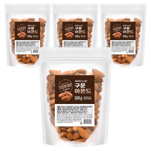 투데이넛 구운 아몬드, 500g, 4개