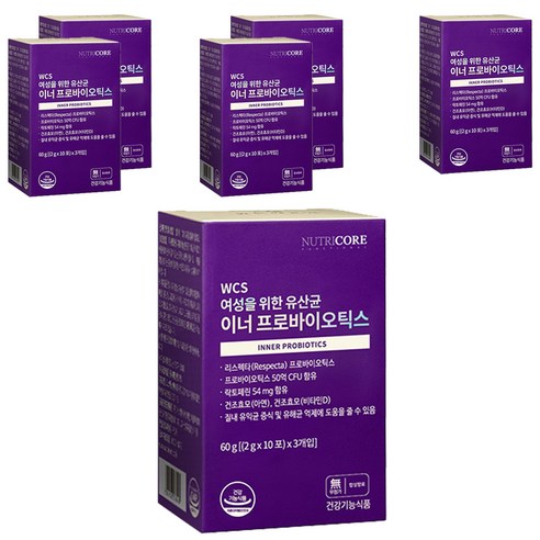 뉴트리코어 여성 유산균 이너 프로바이오틱스, 60g, 6개