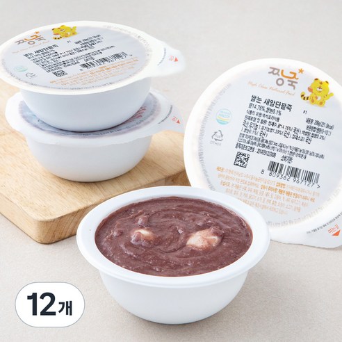 짱죽 웰빙죽 쌀눈 새알단팥죽 (냉장), 200g, 12개