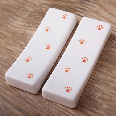 부뚜막고양이 야옹이 발바닥 수저받침, 오렌지, 2개입