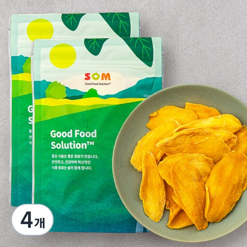 건조 망고 슬라이스, 200g, 4개