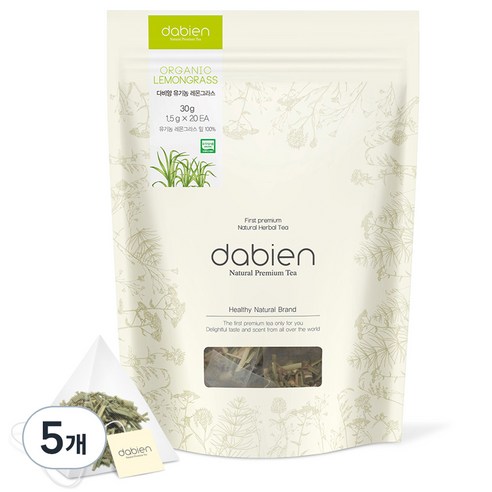 다비앙 유기농 레몬그라스 차 생분해 티백, 1.5g, 20개입, 5개