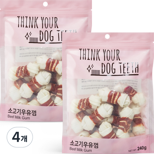 띵크유어도그티 덴탈껌 소형 15p, 소고기 우유맛, 240g, 4개