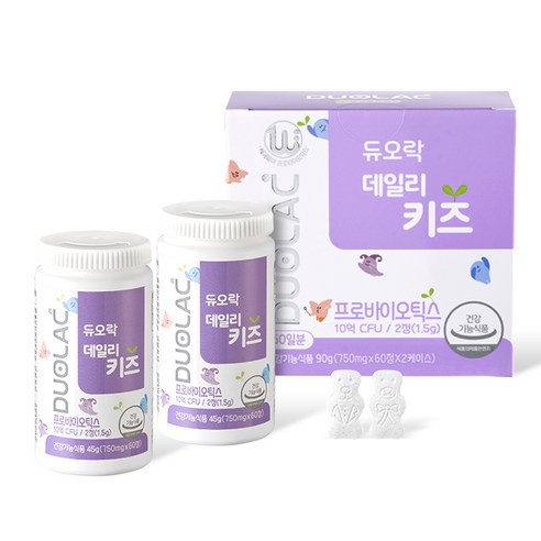 듀오락 데일리키즈 유산균, 60정, 45g, 2개