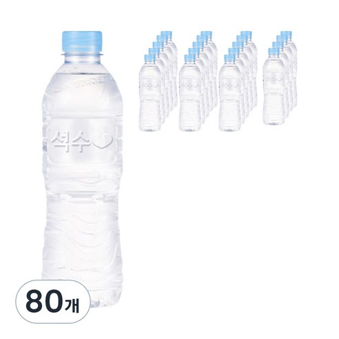 석수 무라벨 생수, 500ml, 80개