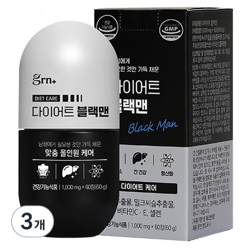 GRN 다이어트 블랙맨 60g, 60정, 3개