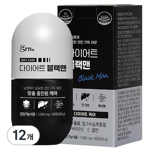 GRN 다이어트 블랙맨 60g, 60정, 12개
