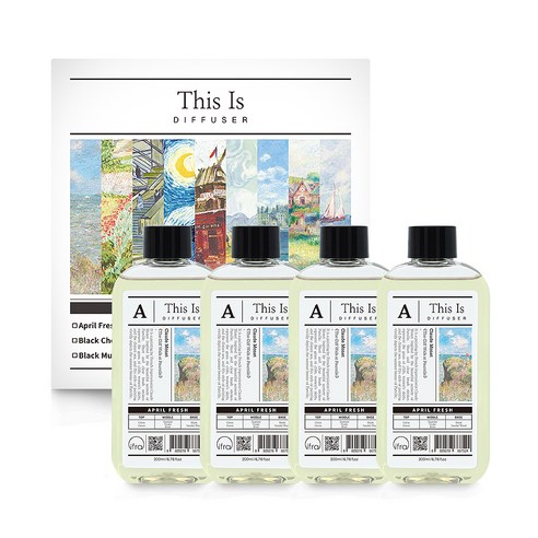 디스이즈 명화 디퓨저 리필 4P, 에이프릴프레쉬, 200ml, 4개
