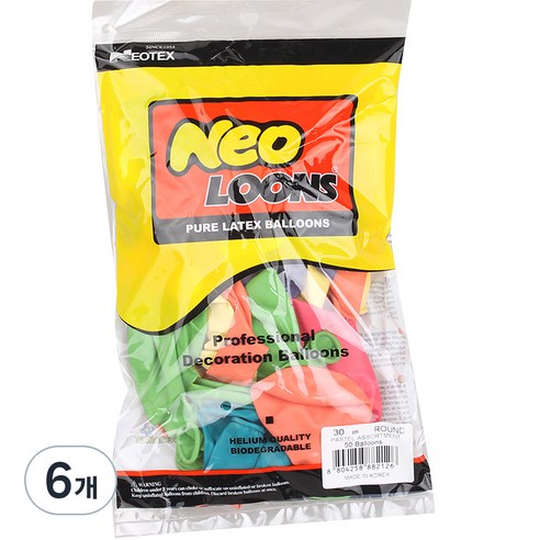 네오텍스 30cm 라운드풍선 50p, 파스텔  혼합, 6개