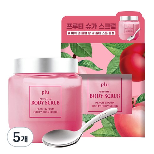 플루 프루티 퍼퓸드 슈가 바디스크럽 피치앤플럼 과일향, 500g, 5개