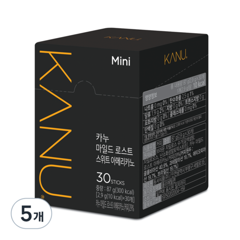 카누 마일드 로스트 스위트 아메리카노 원두커피믹스 미니, 2.9g, 30개입, 5개