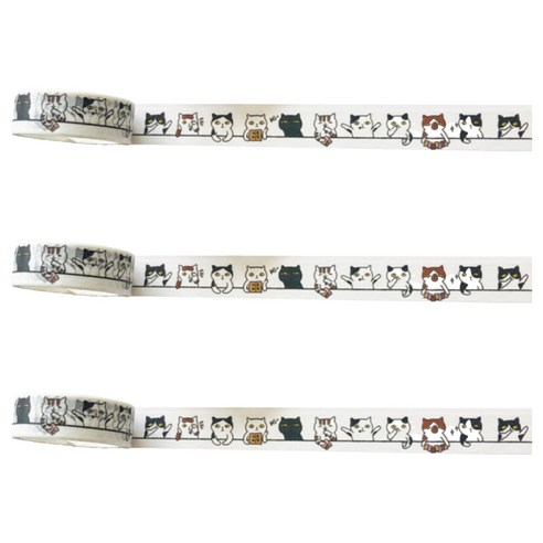 특별한상점 DIY 다이어리꾸미기 테이프스티커 15mm x 5m, 고양이 테이블, 3개