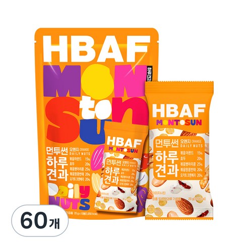 HBAF 먼투썬 하루견과 오렌지, 6개