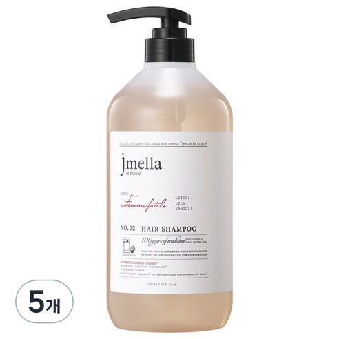 제이멜라 인 프랑스 팜므파탈 헤어 샴푸, 1000ml, 5개