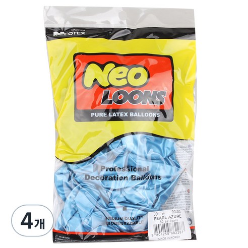 네오룬스 30cm 라운드풍선 50p, 펄 아주르, 4개