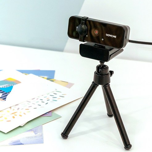 로이체 FULL HD 마이크 내장 웹 카메라 RPC-20F + 삼각대 세트: 원격 통신, 온라인 교육, 콘텐츠 제작에 이상적인 고품질 웹 카메라