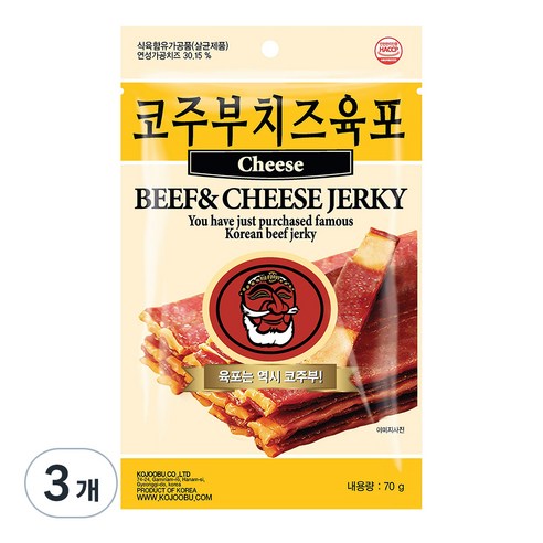 코주부 치즈육포, 70g, 3개