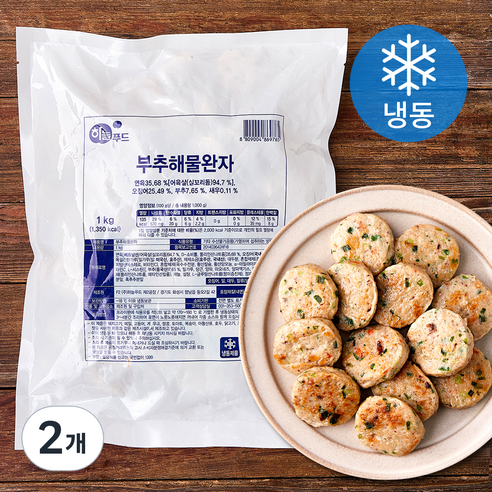 하늘푸드 부추해물완자 (냉동), 1kg, 2개
