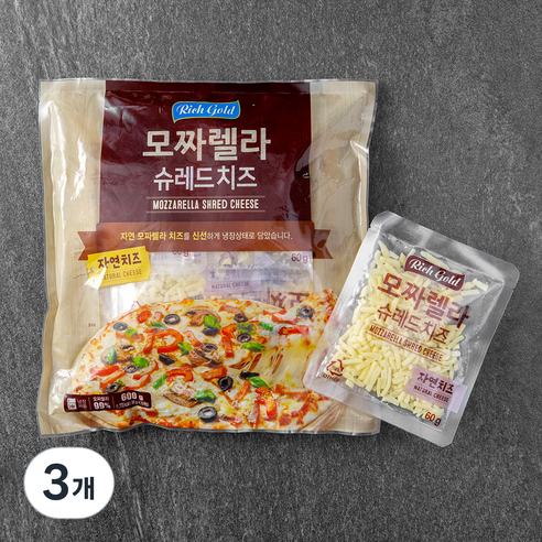 리치골드 모짜렐라 슈레드 치즈, 600g, 1개입, 3개