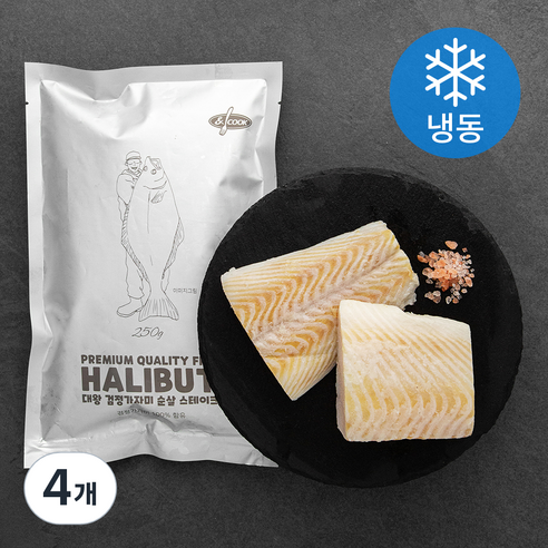앤쿡 대왕 검정가자미 순살 스테이크 (냉동), 250g, 4개