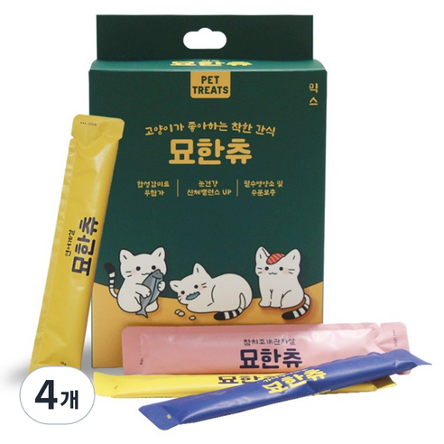 펫트리츠 고양이 묘한츄 대용량 간식 30p, 4개, 450g, 혼합맛(가다랑어게살/참치조개관자살/연어게살)