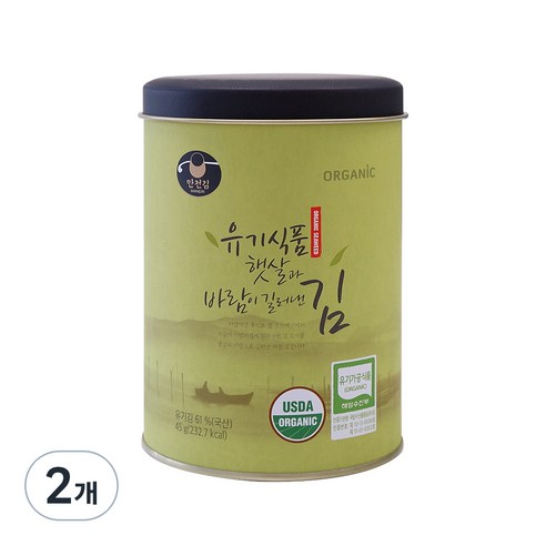 만전김 유기농 햇살과 바람이 길러낸 김 캔, 45g, 2개