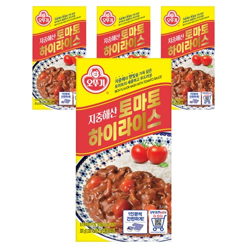 오뚜기 지중해산 토마토 하이라이스 고형, 200g, 4개