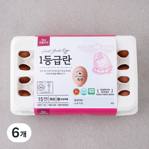 샛별뜨락 무항생제 인증 1등급 특란, 15구, 6개
