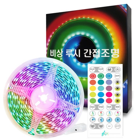 비상 루시 16색 USB 모니터 붙이는 LED RGB 간접 줄조명 2m