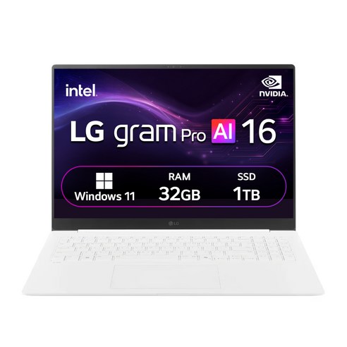 LG전자 2025 그램 프로 AI 16 코어Ultra7 지포스 RTX 5050 방문설치, 에센스 화이트, 16Z90TR-ED7WK, 1TB, 32GB, WIN11 Home