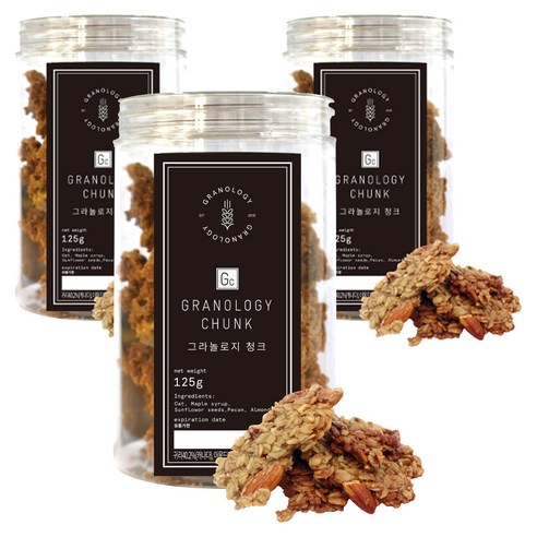 그라놀로지 청크 시그니처 그래놀라 쿠키, 125g, 3개