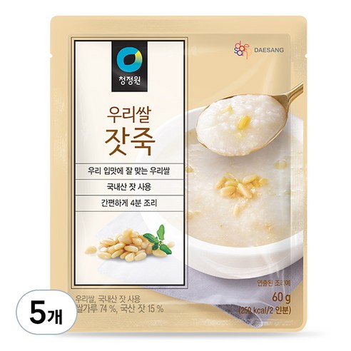 청정원 우리쌀 잣죽, 60g, 5개