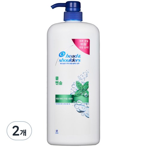 헤드앤숄더 쿨 멘솔 샴푸 대용량, 1200ml, 2개 헤어