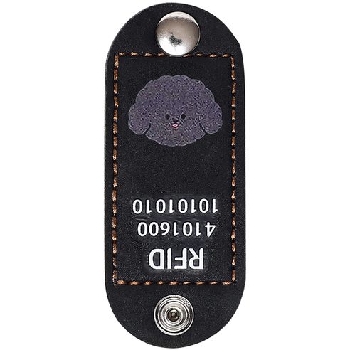 뽀시래기 강아지 동물등록 RFID 외장인식칩 가죽형 인식표, 1
