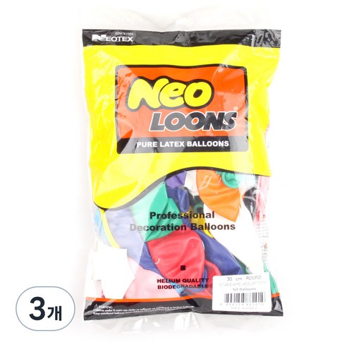 네오룬스 30cm 라운드풍선 50p, 스탠다드(혼합), 3개