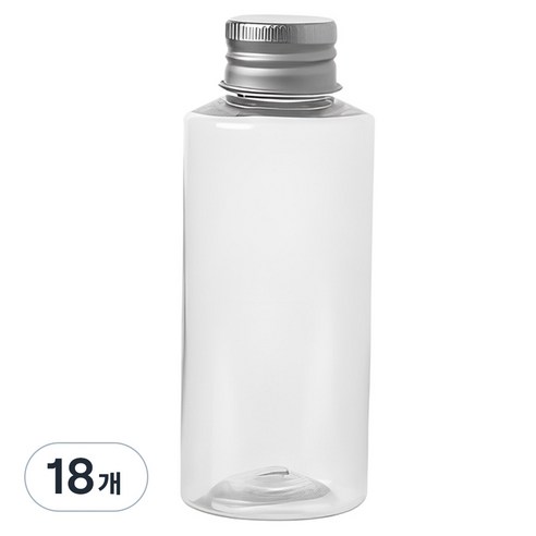 AC100 투명 음료용기 알루미늄 실버캡, 100ml, 18개