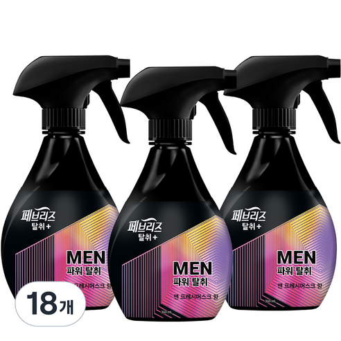 페브리즈 섬유탈취제 맨 프레시머스크향 본품, 360ml, 18개