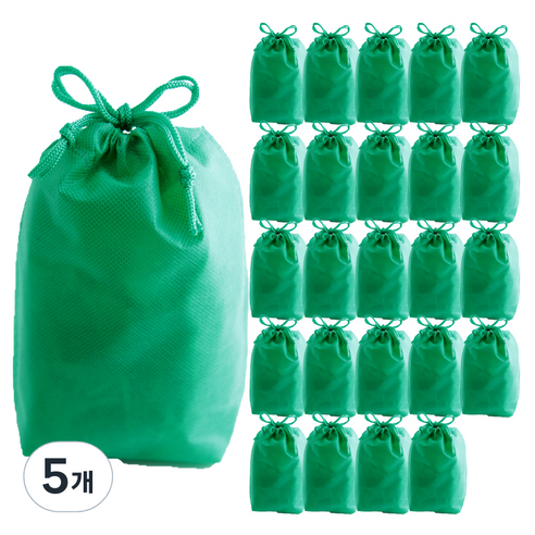 부직포 복주머니 더스트백 12 x 15 cm 25p, 그린, 5개