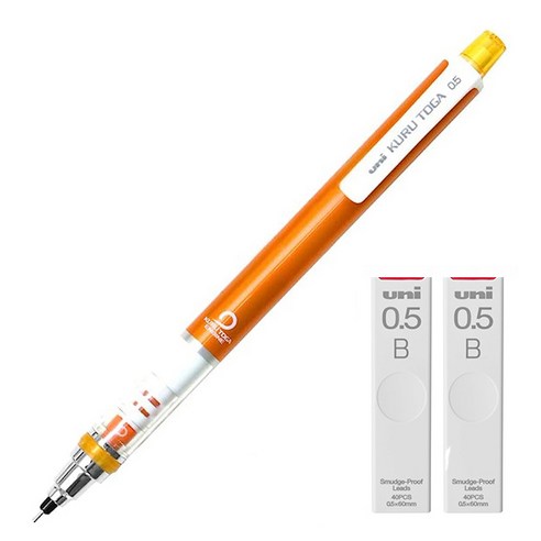 유니 쿠루토가 샤프 스탠다드 모델 오렌지 M5-450 + 쿠루토가 전용 샤프심 B 2p 세트, 0.5mm, 1세트